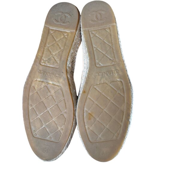 Chanel CC Cap Toe Lamb Leather Espadrille Flat Shoes Size 39 - Picture 6 of 12